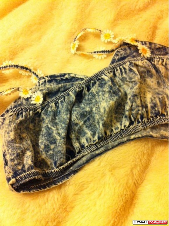*3 for $20* Denim Daisy Cropped Top/Bralette (Local Boutique) S