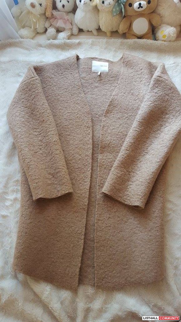 Oak + Fort Brown-Beige Cardigan Coat XS