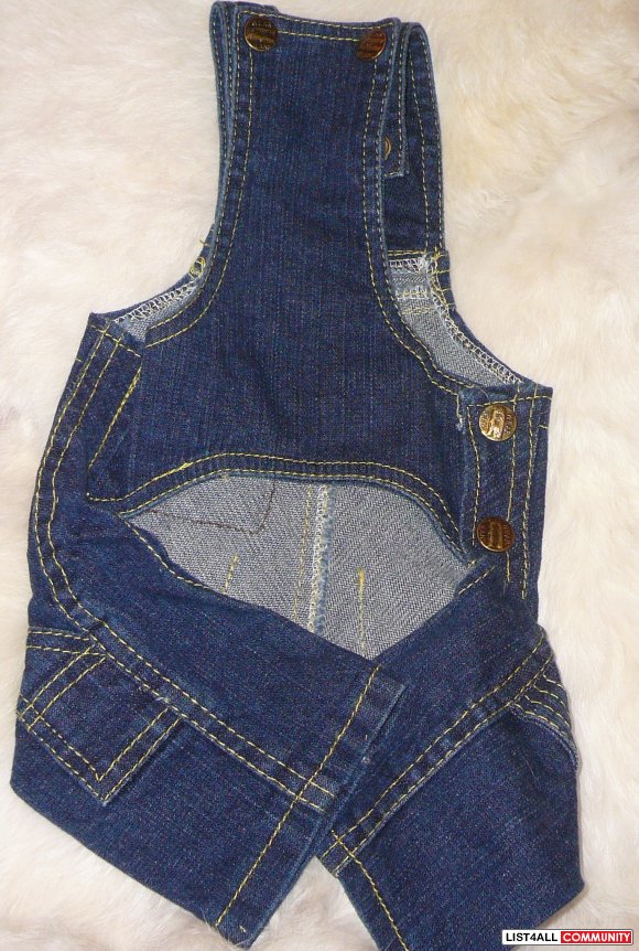 Brand New: Dog Clothes Blue Denim Overall Jumper Jeans