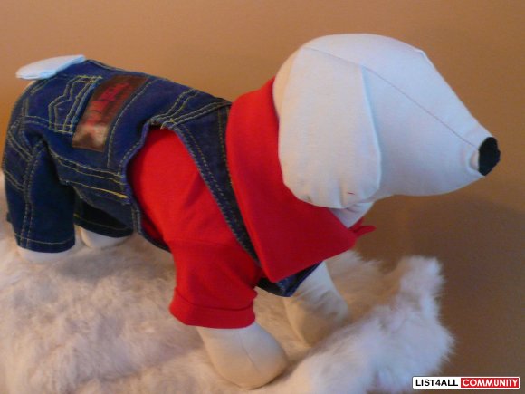 Brand New: Dog Clothes Blue Denim Overall Jumper Jeans