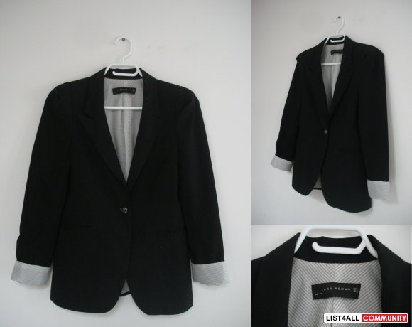 zara basic black blazer