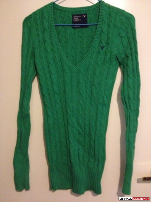 american eagle lime green sweater