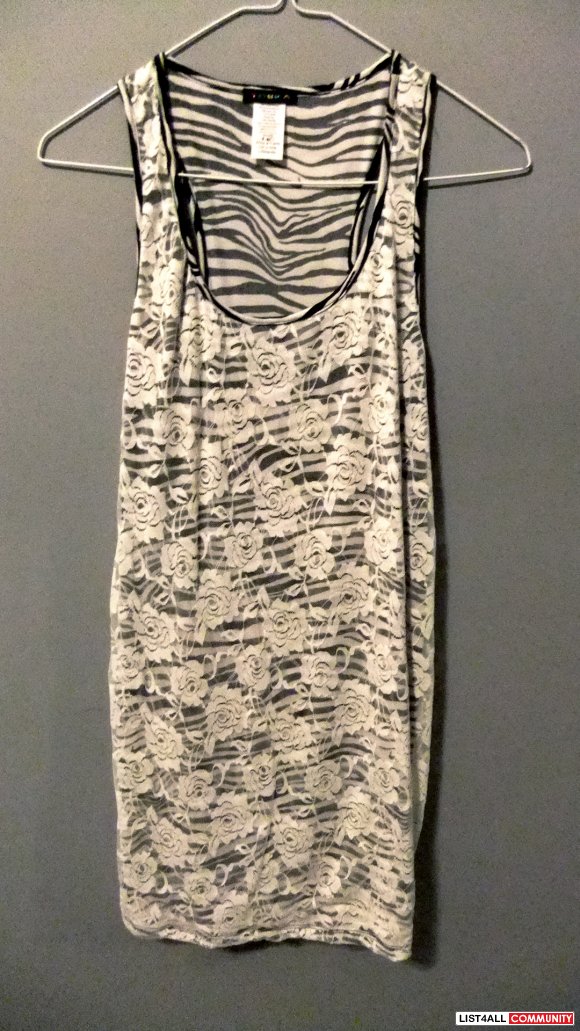 Fitted Zebra Print Dress with Lace Overlay SALE$10