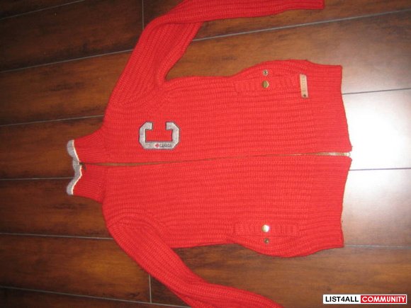 New Red Roots Canada Wool Sipper Sweater XS