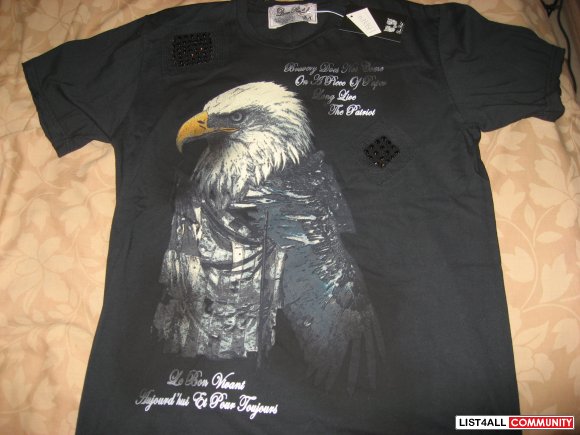 Dom Rebel "Patriot" Swarovski Crystals Tees BNWT Sizes M,L,XL