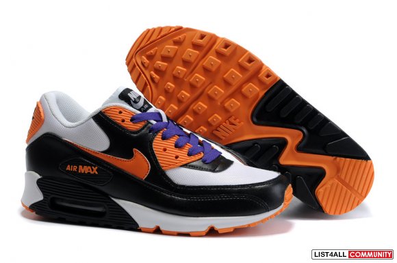 Mens Nike Air Max 90 Running Shoes White Black Purple