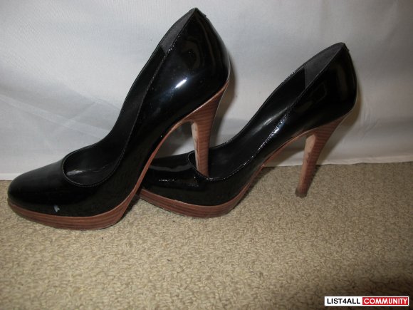 black cork heels